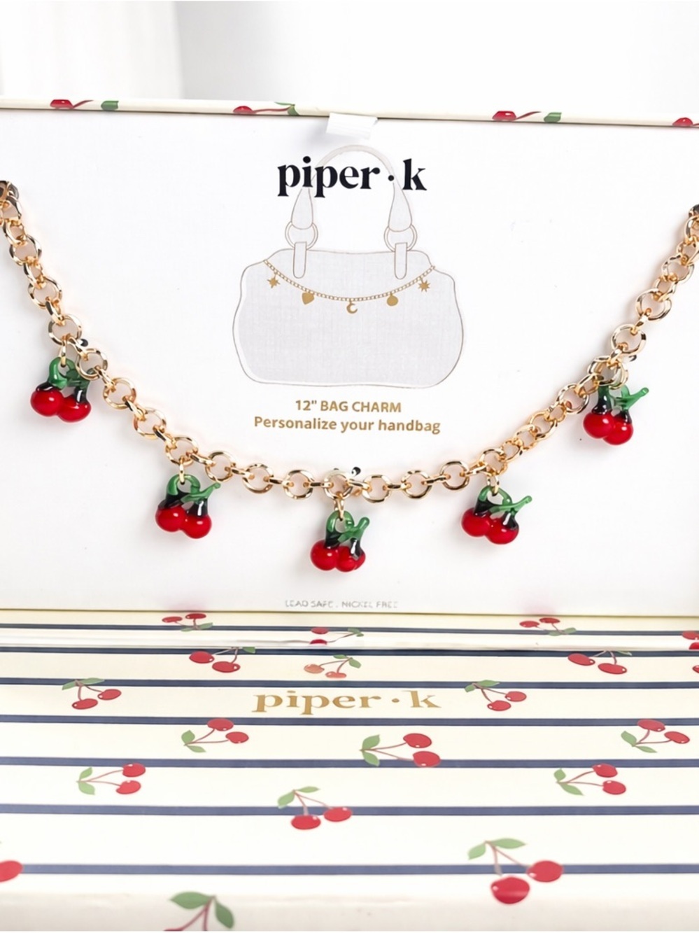 Piper K Cherry 🍒 Bag Charm - 12”